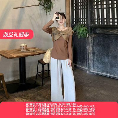 2025秋魅M系列1 衣佳人折扣大码女装 蝴蝶结 斗篷式 冰丝上衣5318