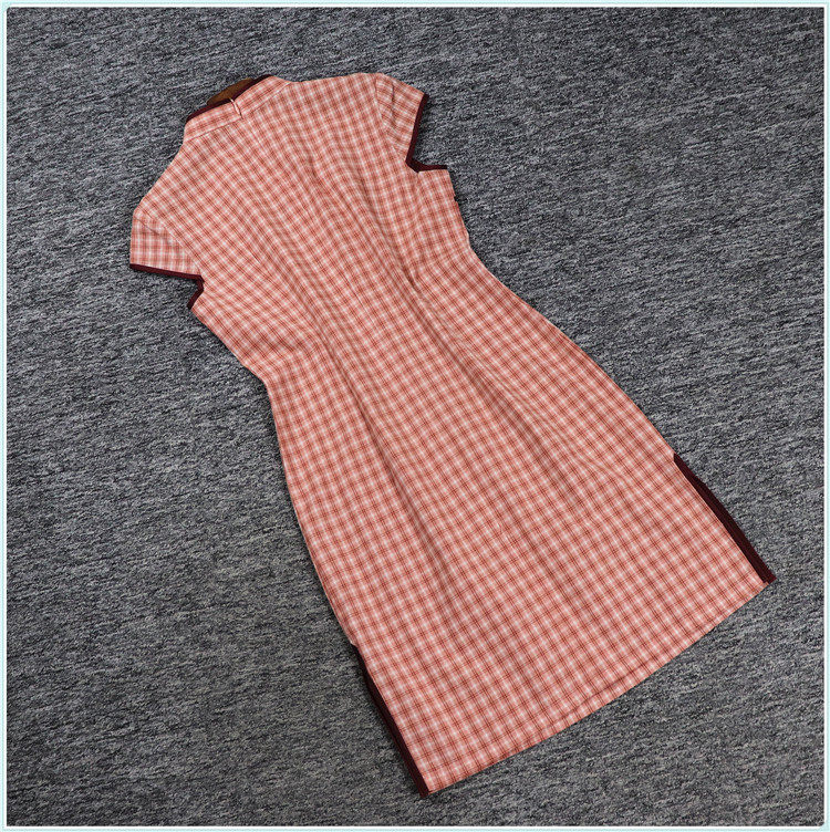 2023 XIACAN H 시리즈 YI JIAREN 할인 여성용 버클 체크 무늬 슬림핏 개선 치파오 드레스