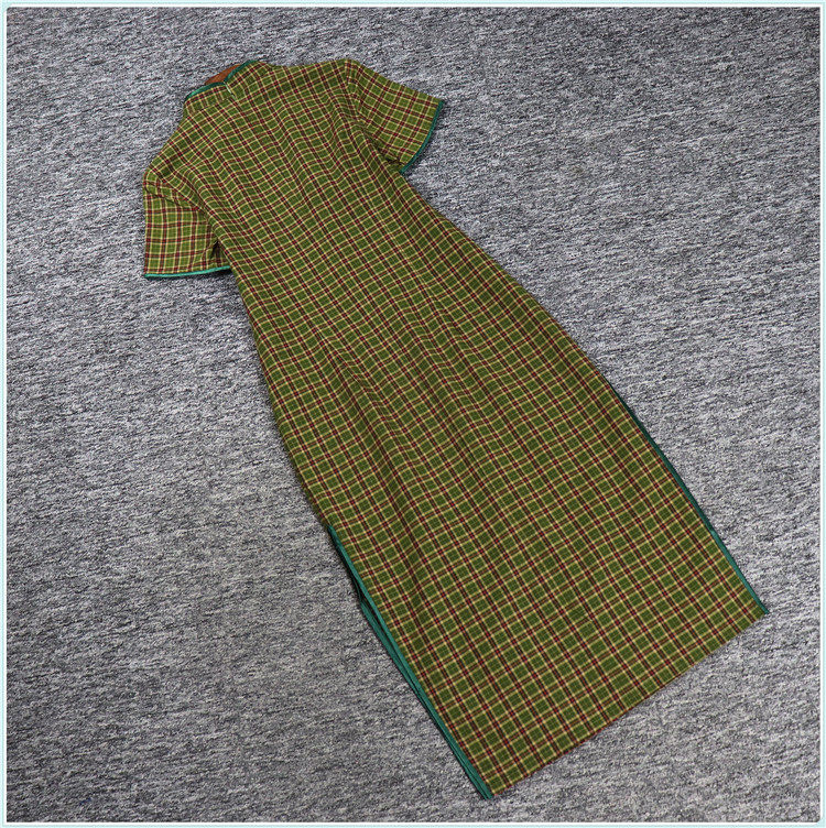 2023 XIACAN H 시리즈 YI JIAREN 할인 여성복 버클 체크 스타일 개선 치파오 드레스