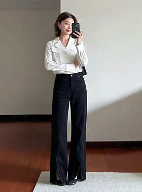 2025冬飘P系列1 衣佳人折扣女装 下摆开叉 优雅修身喇叭裤 4012