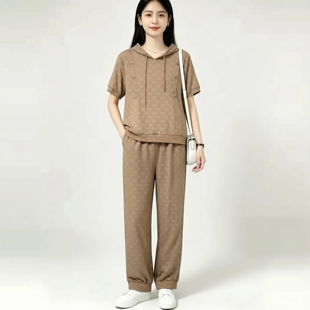 2026夏H海系列1 衣佳人折扣女装 连帽个性花色卫衣拼裤子套装 609