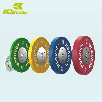 竞赛型橡胶杠铃片 MDBuddy专业标准彩色包胶举重硬拉健身房训练