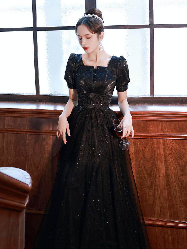 黑色晚礼服女宴会气质高端轻奢小众法式高级感成人礼艺考毕业裙