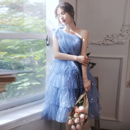 宴会晚礼服女高档重工主持生日party裙公主礼服欧美小个子伴娘服