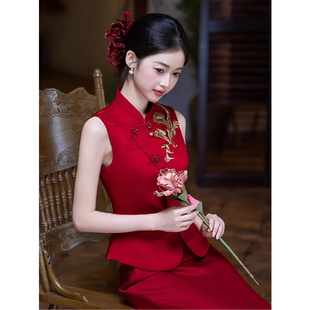 新中式 敬酒服新娘订婚旗袍礼服高端绝美晨袍结婚回门服答谢宴便装