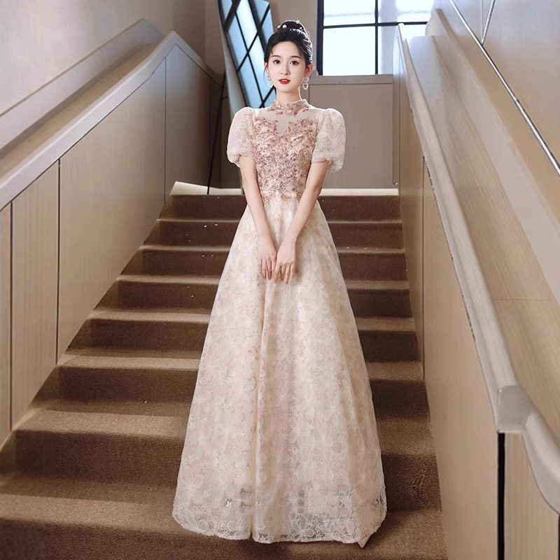 订婚结婚敬酒服2026新款宴会主持人年会轻奢小众晚礼服长款连衣裙