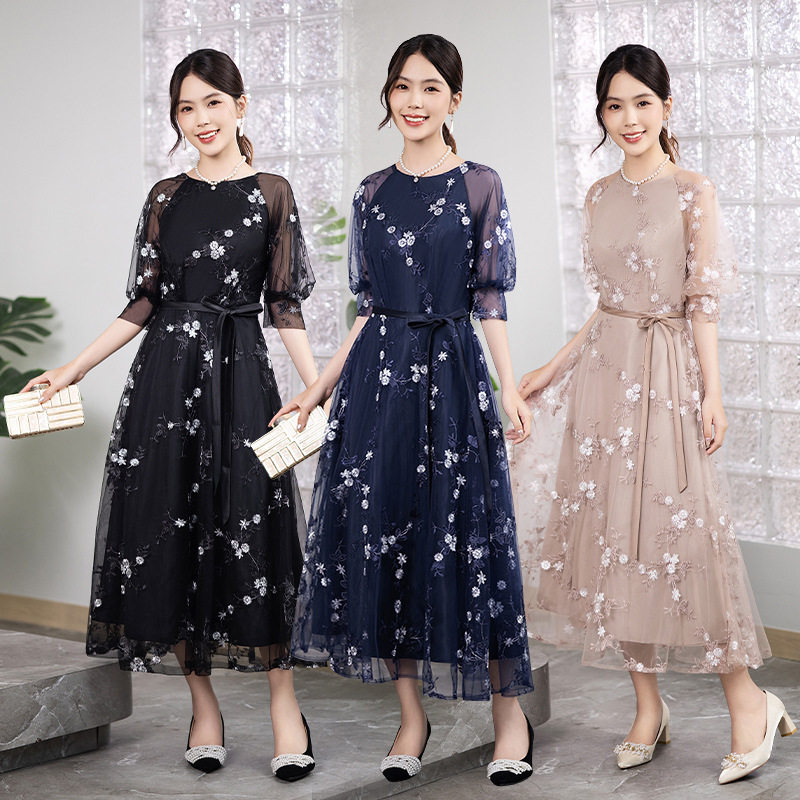 晚礼服女2026新款冬季东南亚国际站气质修身主持人法式年会礼服女