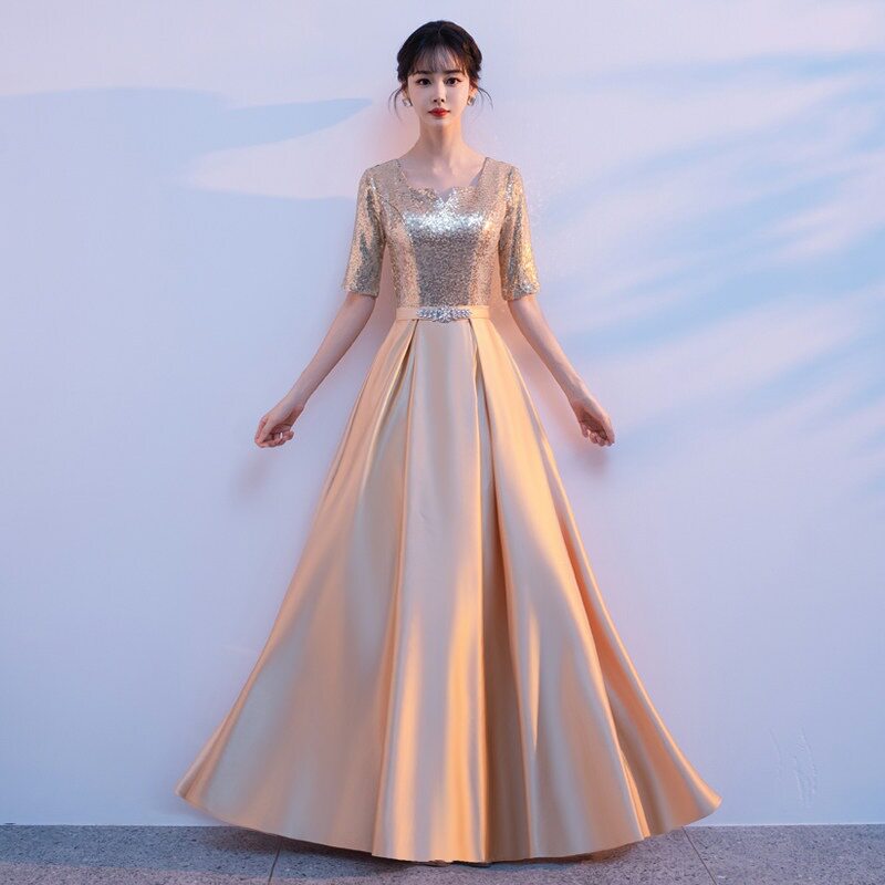 大合唱团演出服指挥礼服2026新款成人红歌比赛主持人长裙表演出服