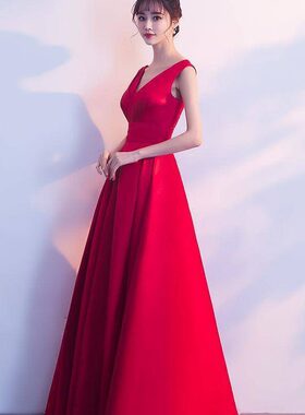 红色新娘敬酒服2026夏季答谢宴进酒晚礼服女结婚显瘦高贵长款女