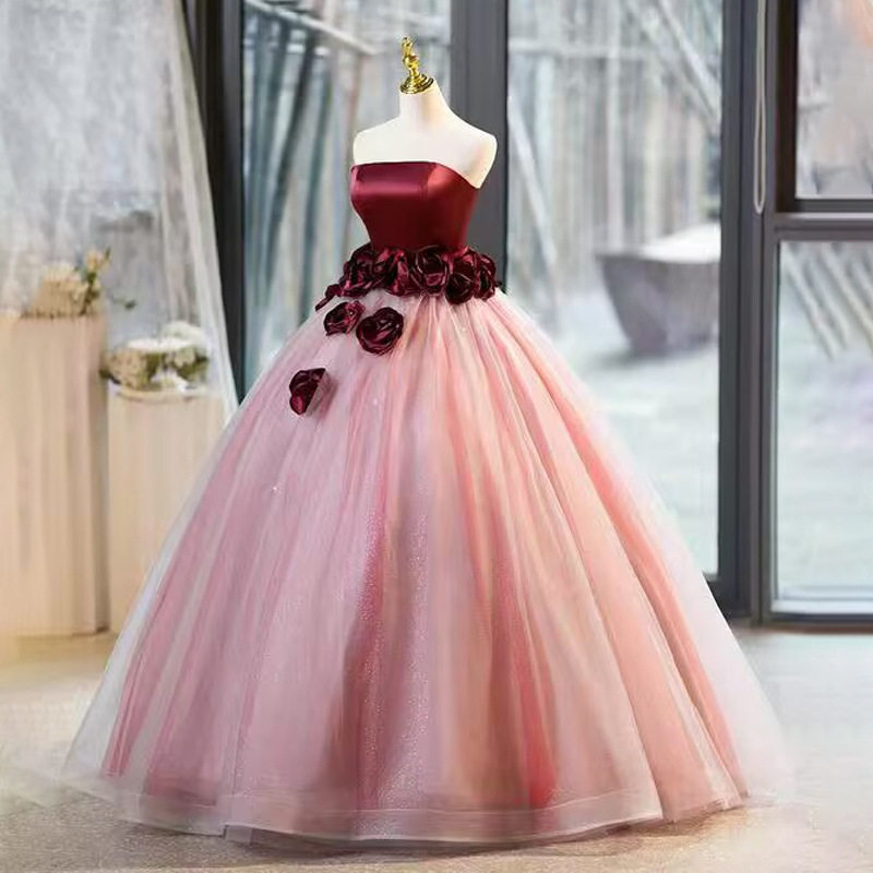 敬酒服新娘一字肩订婚花朵晚礼服女长款纱裙夏季仙气结婚舒适感