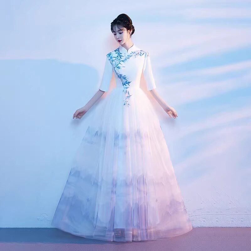 新中式演出服2026新款大合唱团指挥礼服主持人国风古筝比赛表演