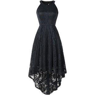 宴会晚礼服女蕾丝气质2025年新款名媛主持人前短后长年会订婚服