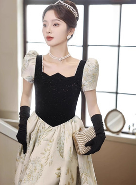 黑色晚礼服女高级感法式学生日成人礼艺考气质名媛公主裙主持