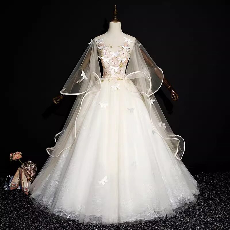 彩纱婚纱主题晚礼服艺考独唱美声蓬蓬裙演出服长款年会主持人礼服