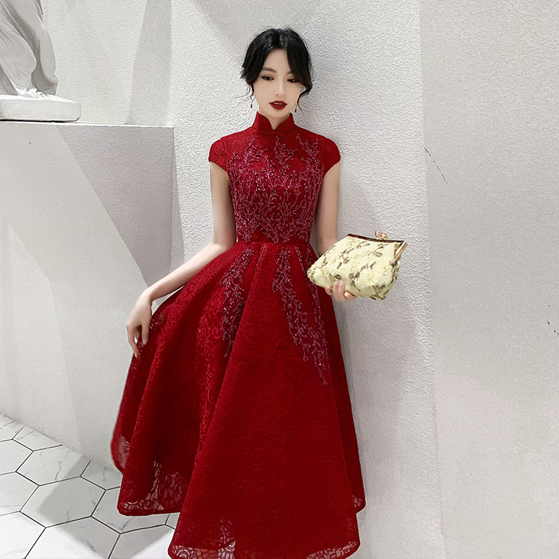 敬酒服2026新款新娘酒红色结婚订婚连衣裙女平时可穿小礼服中长款