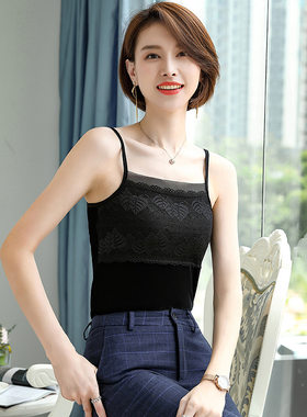 新款韩版雷丝吊带打底衫气质V领上衣吊带背心女士夏季外穿
