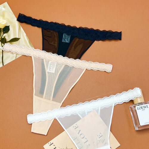 新款夏季薄款性感诱人女士透明小内内网纱裸感低腰透气三角女内裤