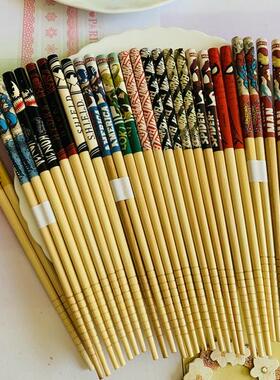 出日本原单散货卡通彩印竹筷儿童筷子漫画卡通漫marv*el威系列