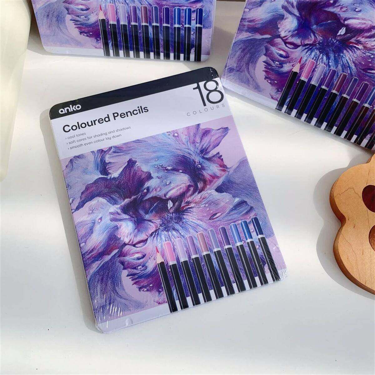 出澳洲文具品牌anko原单18色紫色系彩铅铁盒装微瑕特价