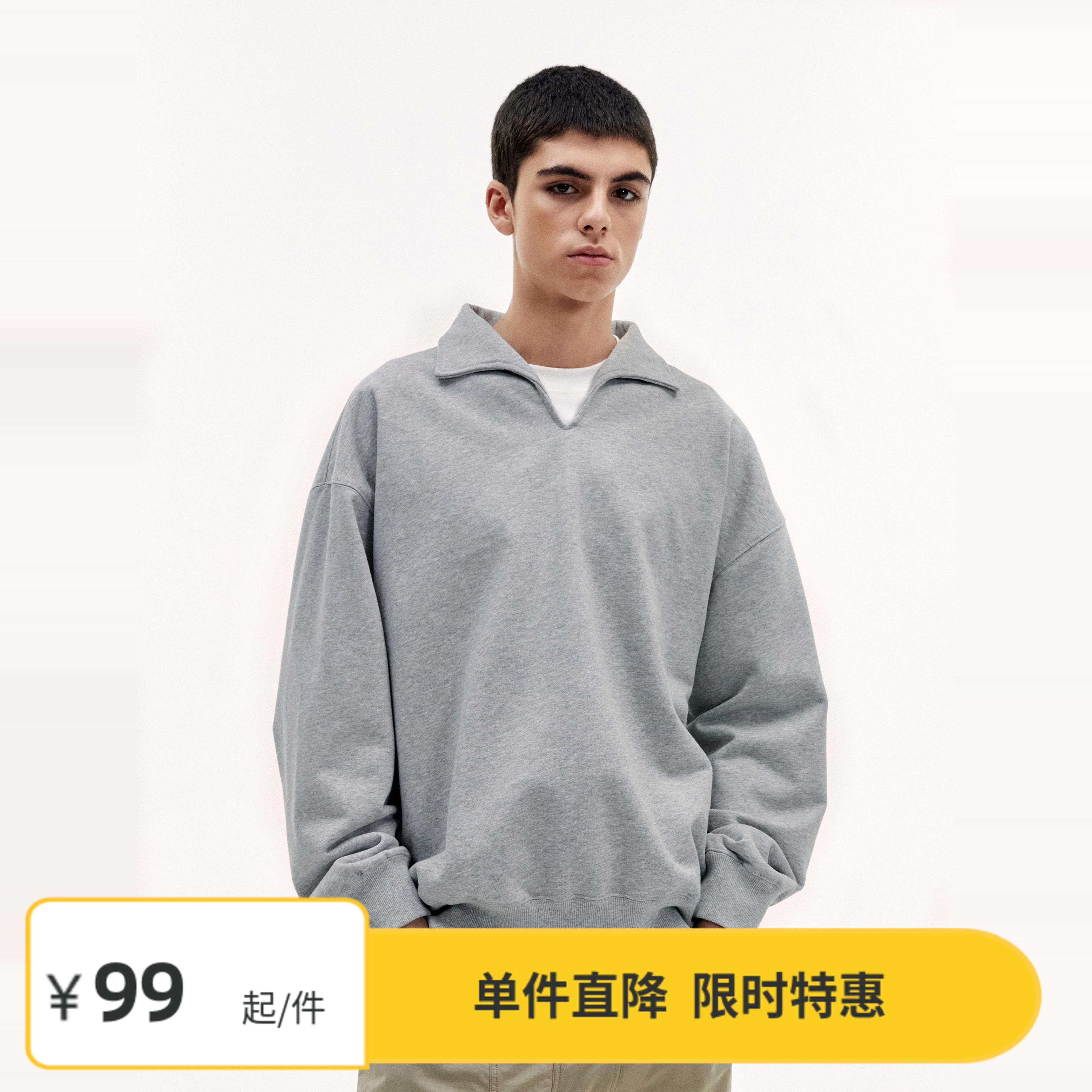 Vavu秋季纯色翻领套头卫衣