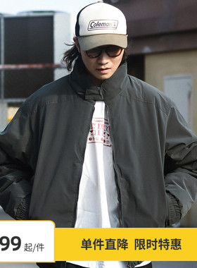 【限时6折】Vavu日系桃皮绒插袋翻领保暖棉服外套情侣夹克棉衣