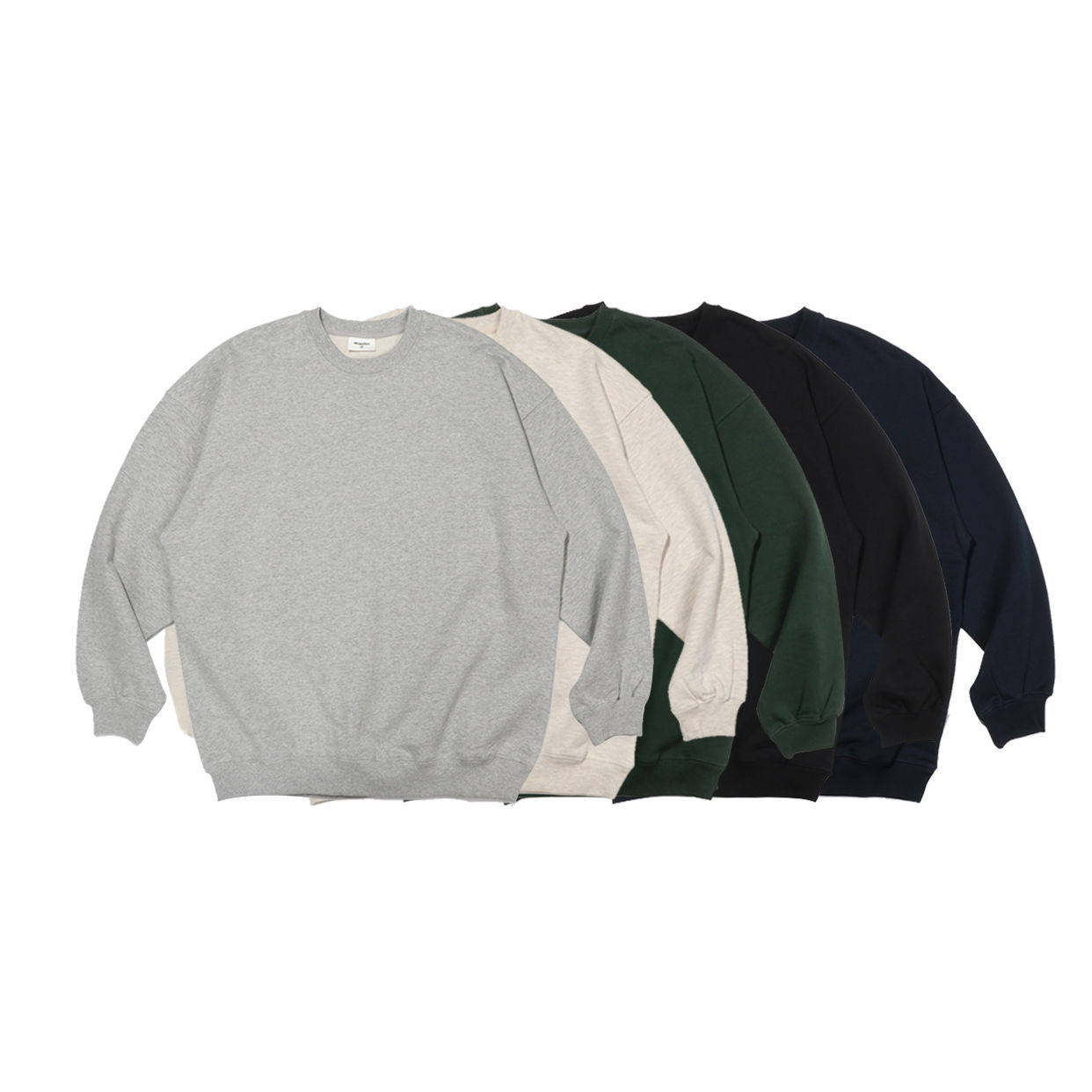 VAVUES 헤비급 480G 솔리드 컬러 기본 라운드 넥 스웨트 셔츠 가을 겨울 루즈 풀오버 탑 커플