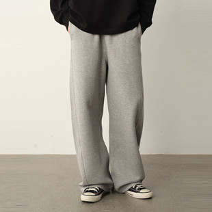 Vavu纯色太空棉弯刀卫裤切割剪裁运动休闲长裤秋冬宽松慵懒感裤子