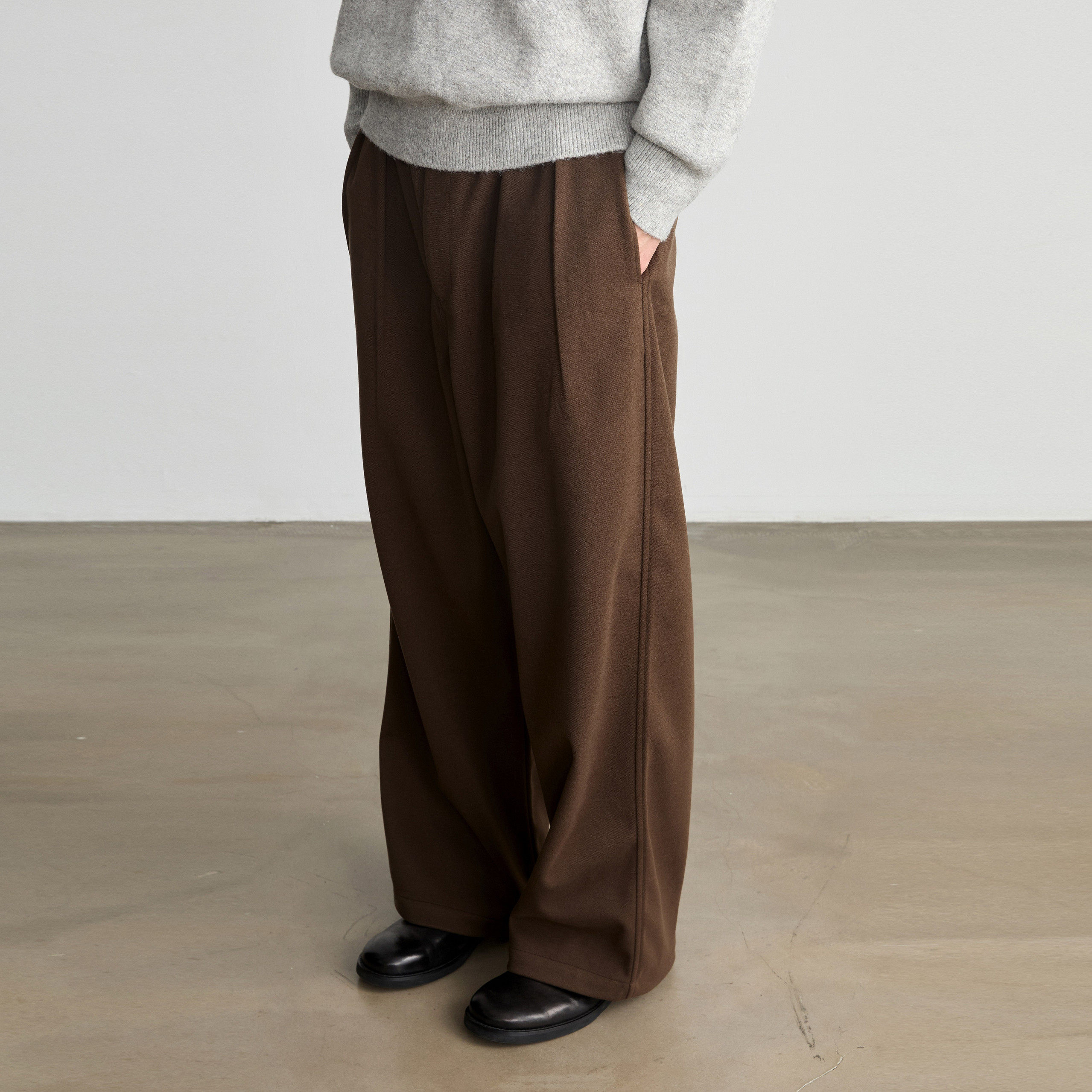 Vavu日系复古毛呢褶皱休闲裤