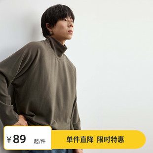 【7折特惠】Vavu日系双面暖绒半高领长袖内搭T恤宽松简约打底上衣