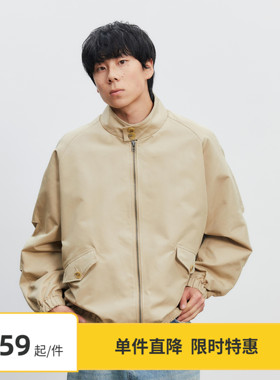 [限时9折】Vavu哈灵顿立领夹克日系春秋cleanfit复古廓形工装外套