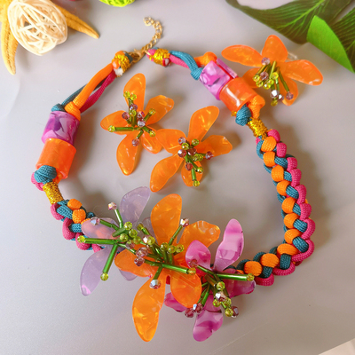 亚克力欧美夸张风格耳夹项链戒指