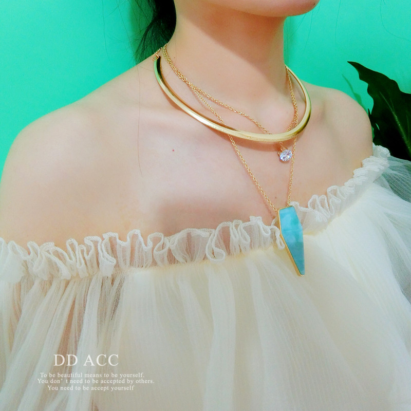 百搭多层镶钻锁骨链原创定制