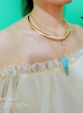 百搭多层镶钻锁骨链原创定制