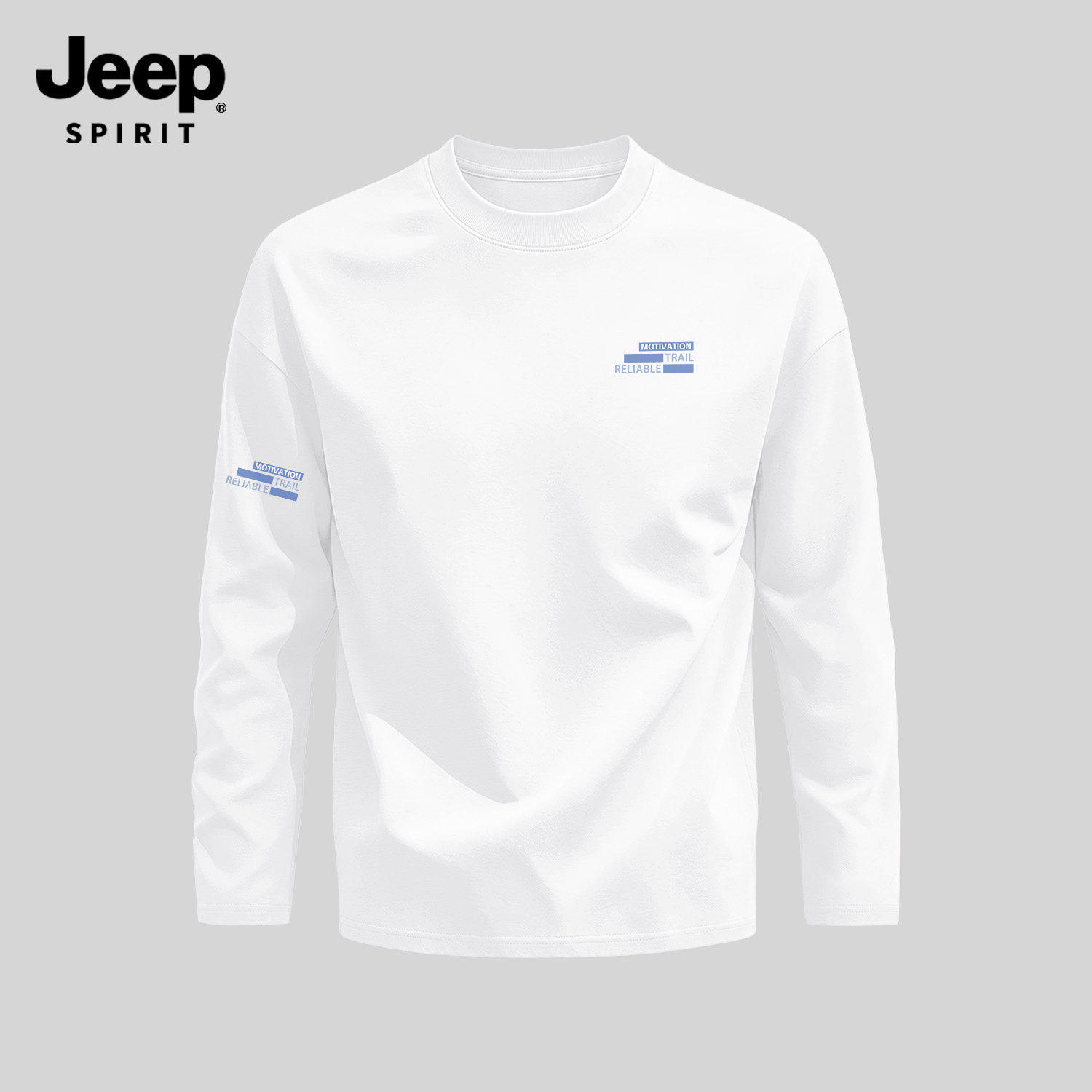 JEEP SPIRIT吉普纯棉长袖t恤2026新款男日系休闲白色上衣秋高级感