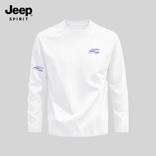 JEEP SPIRIT吉普纯棉长袖t恤2026新款男日系休闲白色上衣秋高级感