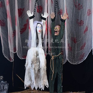 万圣节装饰发声发光吊鬼女鬼恐怖电动感应 密室酒吧鬼屋景区道具