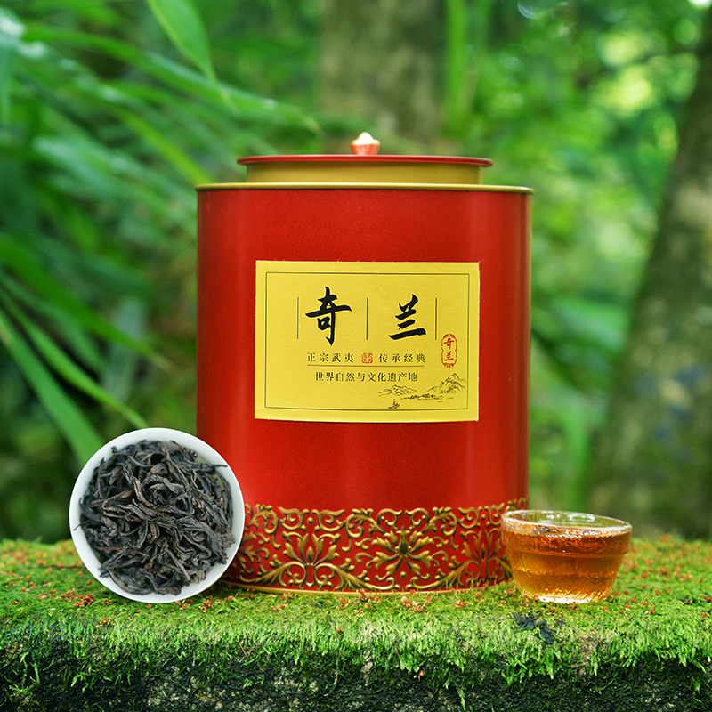 武夷金边奇兰清香型乌龙茶大红袍茶叶三醉茶人散茶罐装岩茶500g