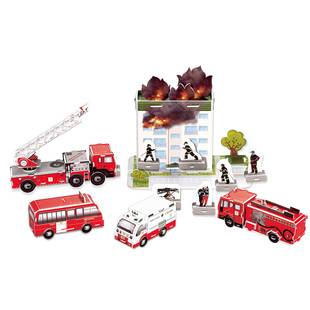 3D纸模军事场景diy手工拼装 消防车组合立体拼图 模型儿童益智玩具