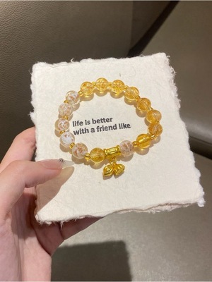 寺庙同款金沙琉璃手串夜光女款金箔香灰瓷双拼色设计感手链屿白记