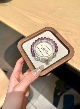 天然紫水晶蓝月光石白水晶蝴蝶纯银手链手串女闺蜜生日礼物屿白记