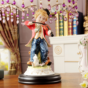 欧式瓷偶小男孩拉提琴女孩单车摆件高档手工艺术品陶瓷装饰品