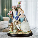 欧式 人物摆件高端立体人面公仔瓷偶情侣结婚礼品别墅摆设蕾丝裙