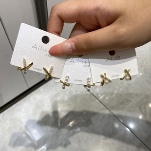 925银针 艾莉森品牌 韩版高级感巨好看缘份交集交叉C圈耳环耳钉女