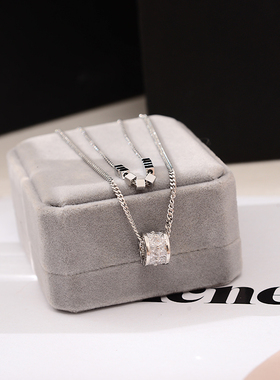 防过敏不掉色 高级感双层经典小蛮腰满钻布灵布灵短款项链 卫衣链