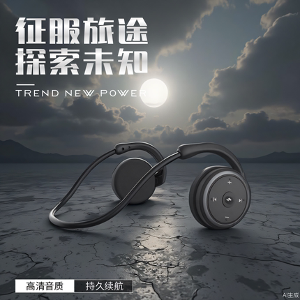 博塞尔TYPE-C无线运动型立体声蓝牙耳机双耳可插卡带FM收音机通用