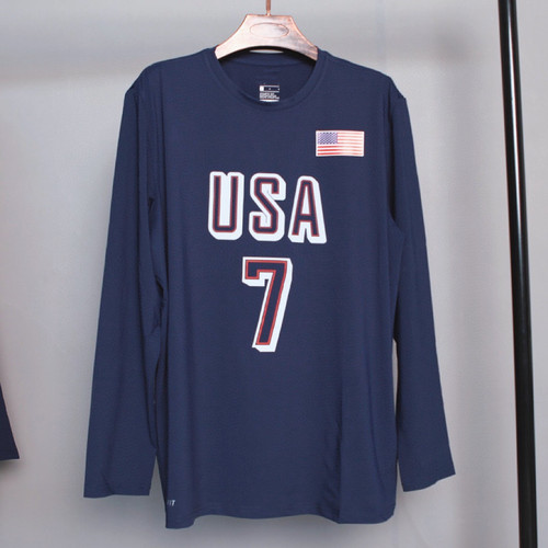 春秋男子USA美国梦之队杜兰特7号圆领T恤运动弹力速干长袖投篮服