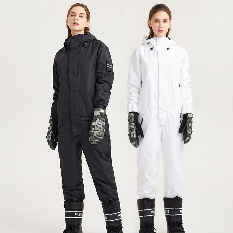专业款连体滑雪服男女可拆卸白色