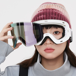 滑雪镜装备双层柱面磁吸雪镜可拆卸防雾镜片登山护目镜可卡近视镜