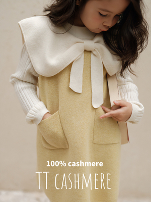 TTcashmere 山羊绒法式大翻领保暖柔软女童装两件外套马甲裙现货