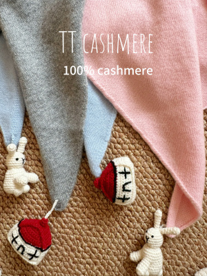 TT cashmere儿童羊绒围巾男女童宝宝山羊绒围巾卡通可爱三角围巾
